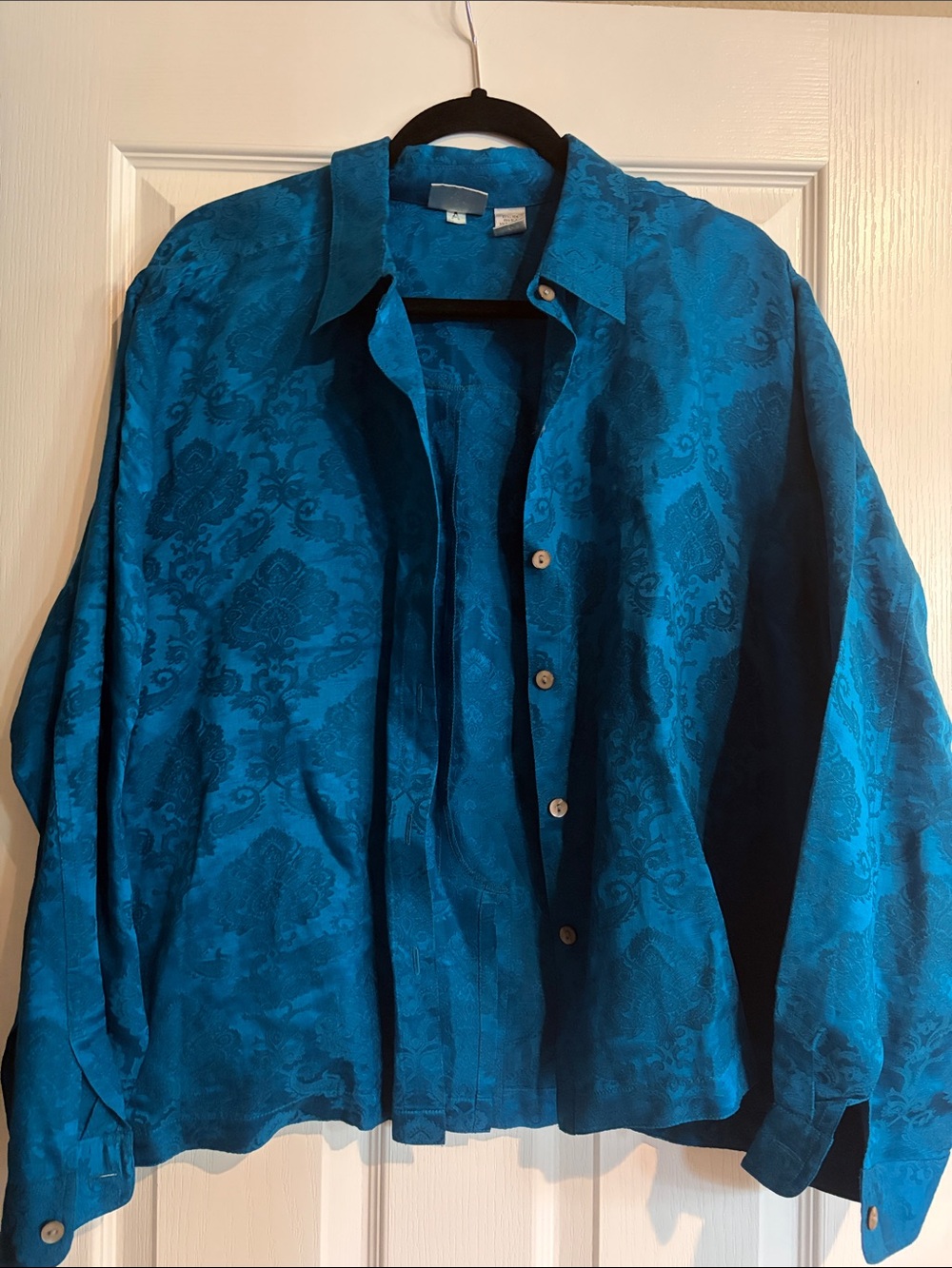 Chico's Teal Jacquard Lightweight Shirt Jacket